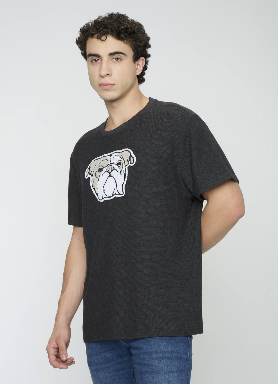 Men Grey Relaxed Graphic T-shirt, , large image number 3