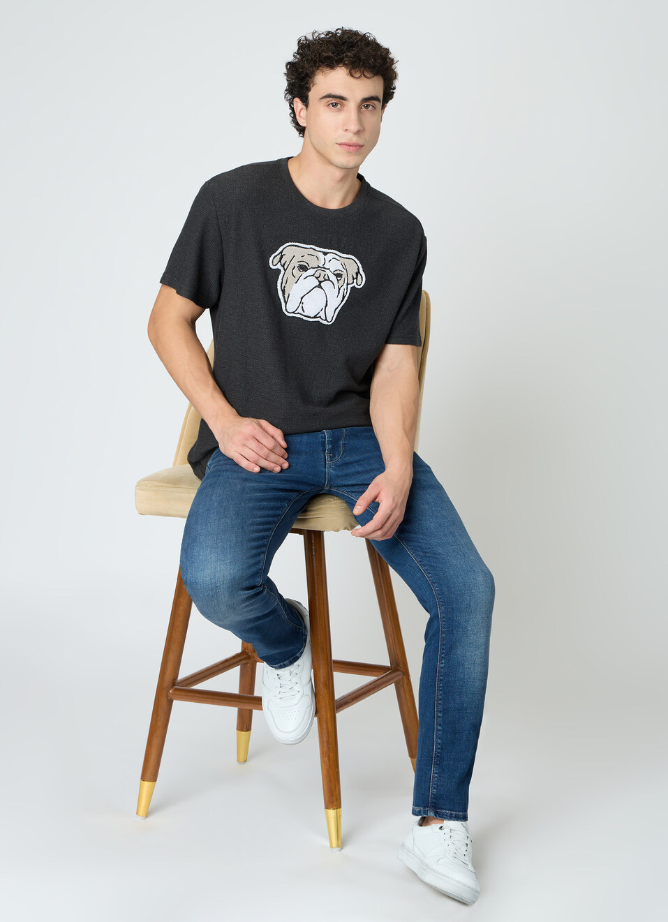 Men Grey Relaxed Graphic T-shirt, , large image number 5