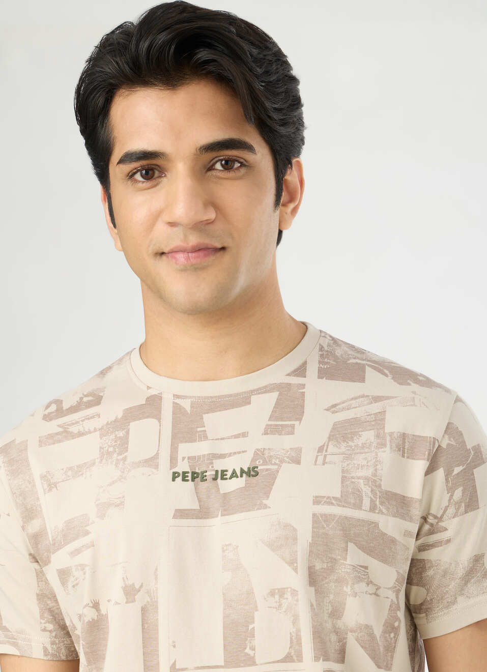 Men Light Beige Printed Slim Fit T-shirt, , large image number 4