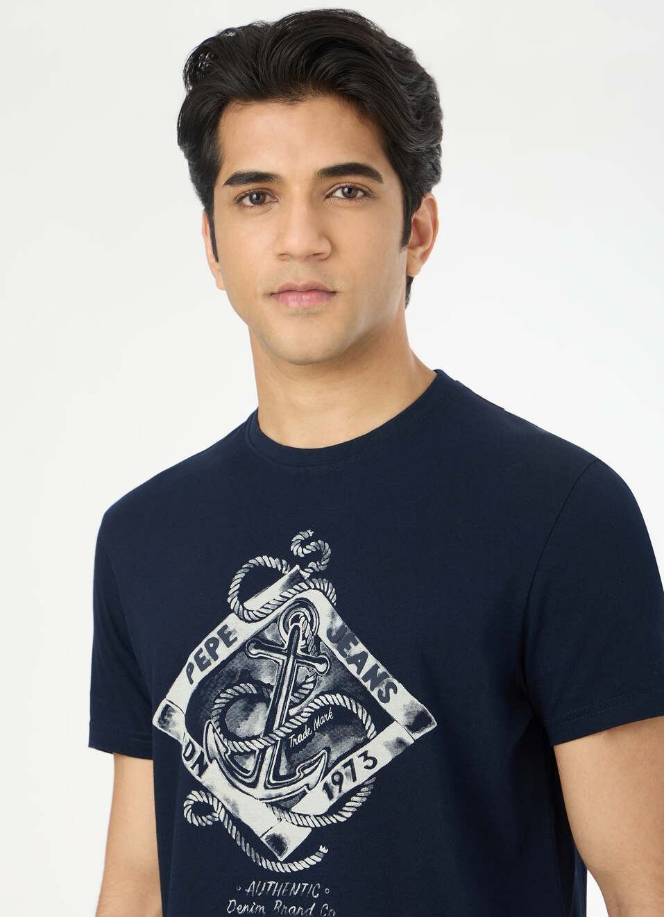 Men Navy Slim Graphic T-shirt, , large image number 4