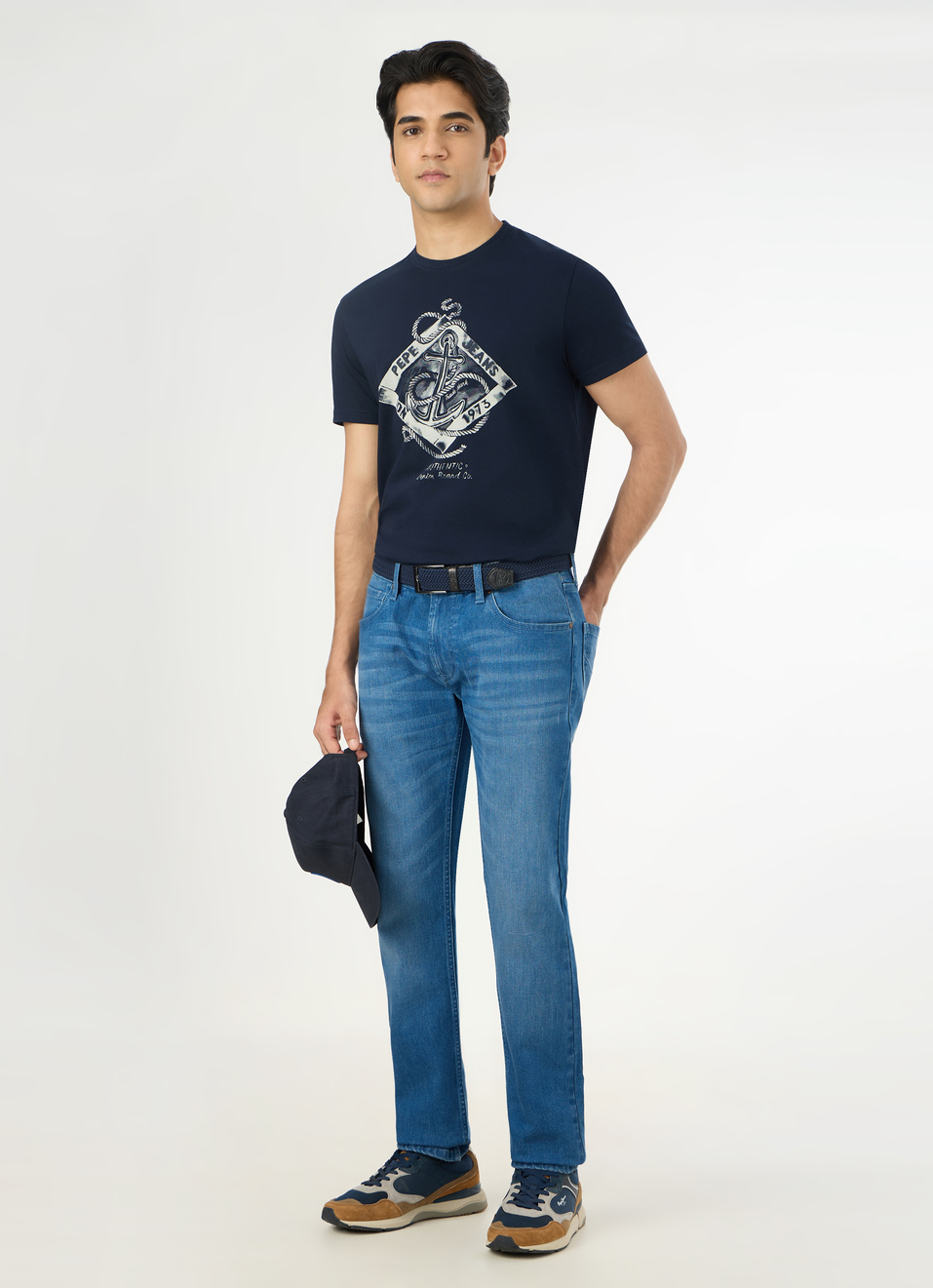 Men Navy Slim Graphic T-shirt, , large image number 5