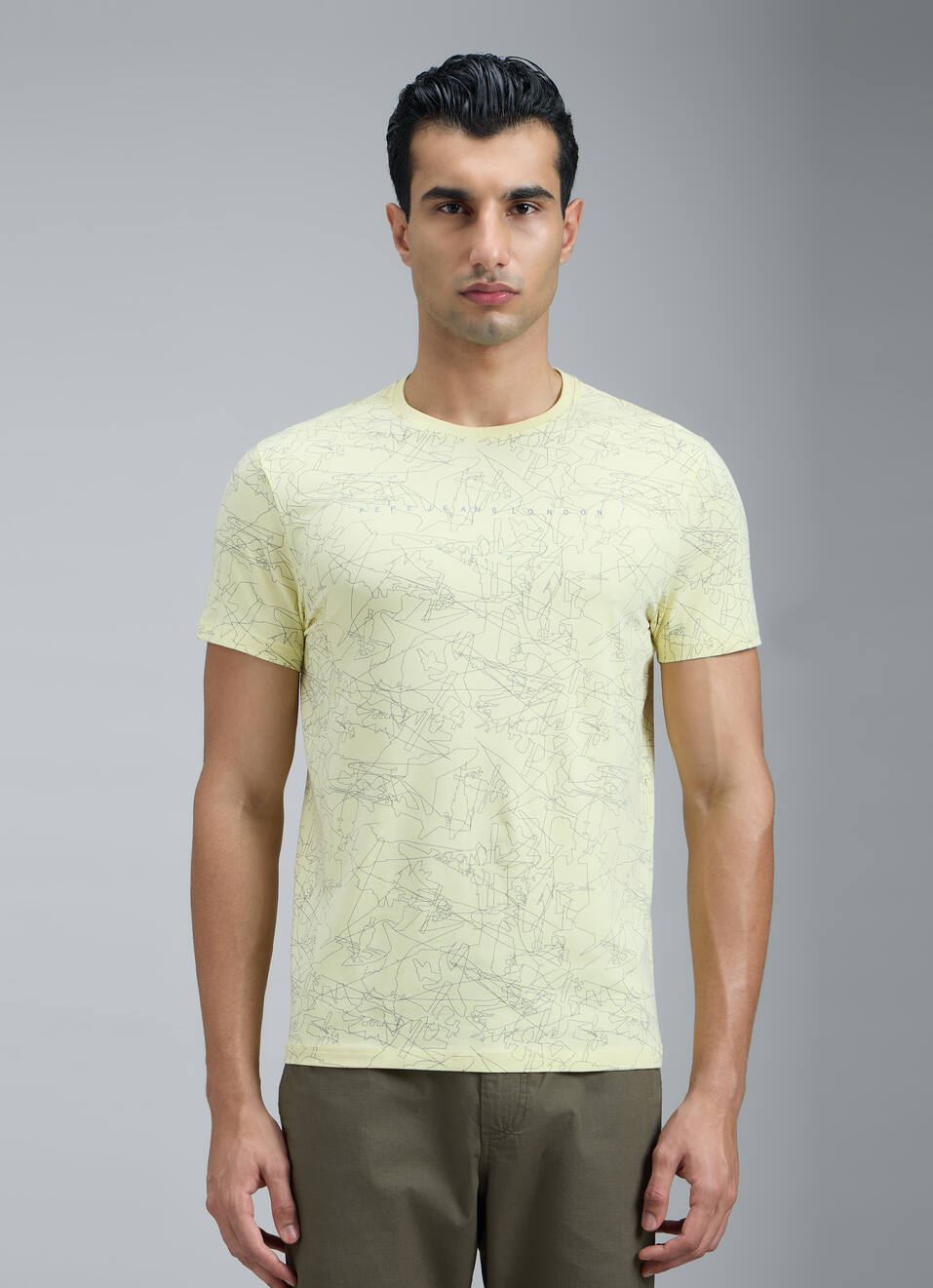 Men Yellow Abstract Print Slim Fit T-shirt, , large image number 1