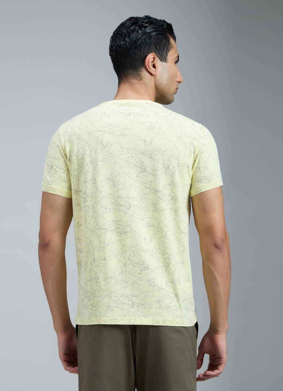 Men Yellow Abstract Print Slim Fit T-shirt, , large image number 2