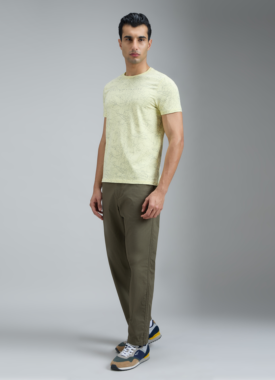 Men Yellow Abstract Print Slim Fit T-shirt, , large image number 6