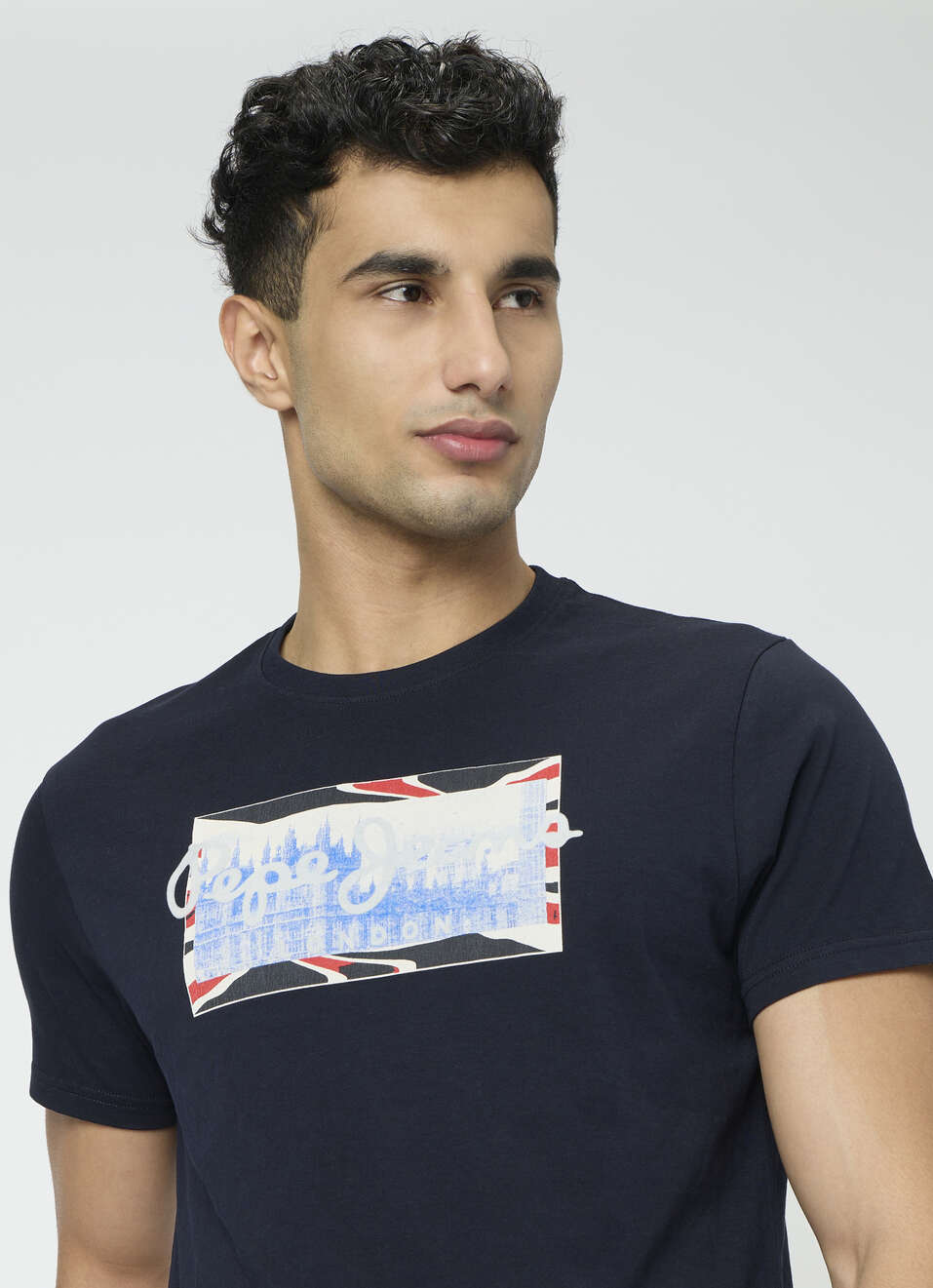 Men Navy Graphic Slim Fit T-shirt, , large image number 4