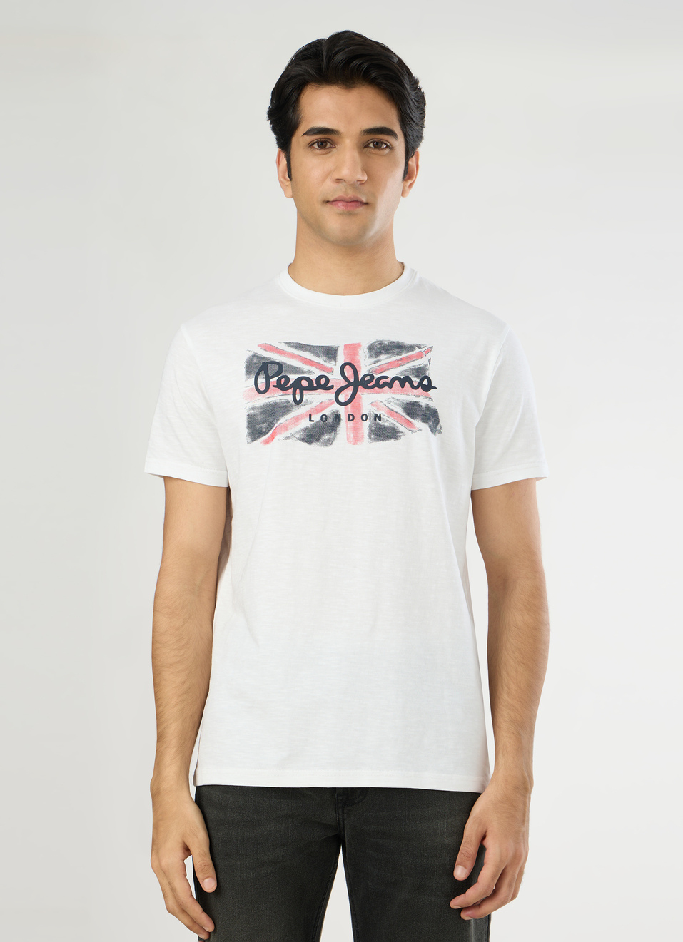Men Off White Slim Graphic T-shirt, , large image number 1