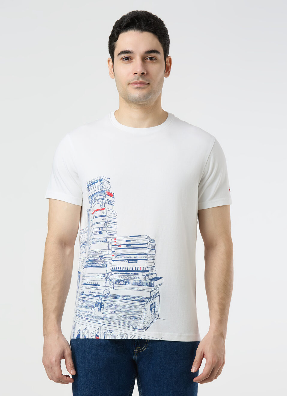 Men White Slim Graphic T-shirt, , large image number 1