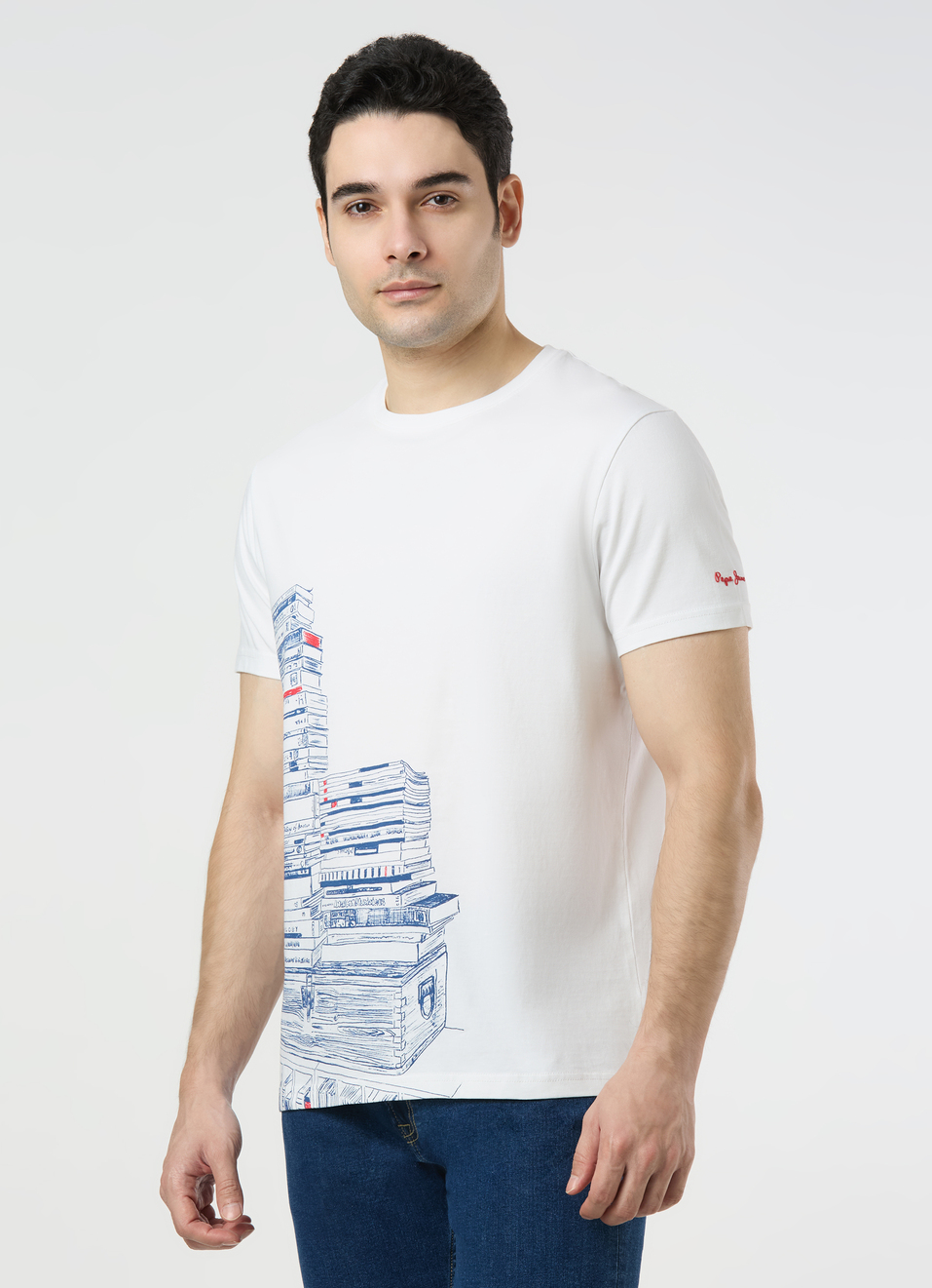 Men White Slim Graphic T-shirt, , large image number 3