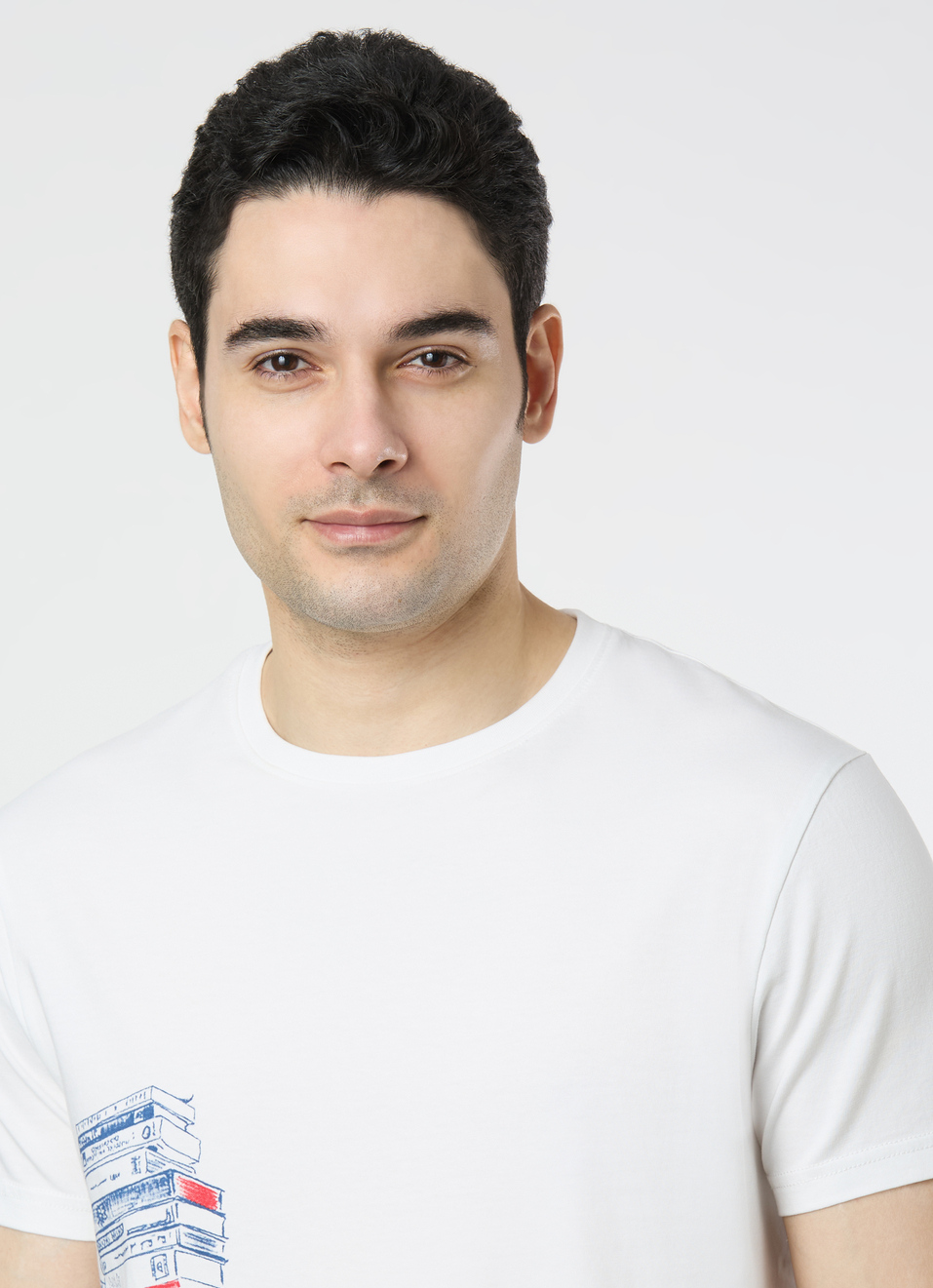 Men White Slim Graphic T-shirt, , large image number 4