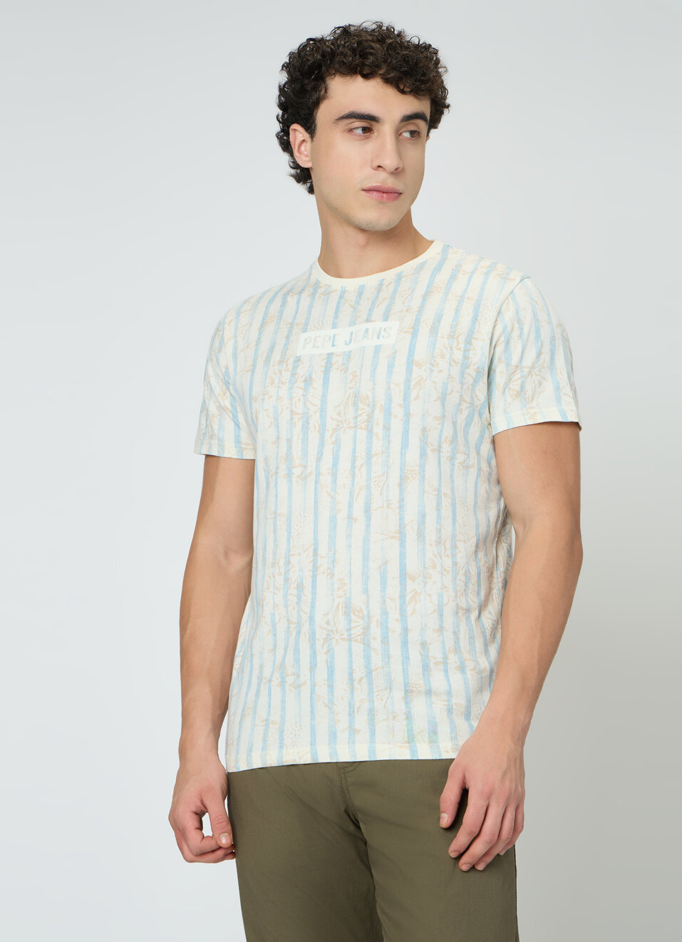Men Off White Printed Slim Fit T-shirt, , large image number 3