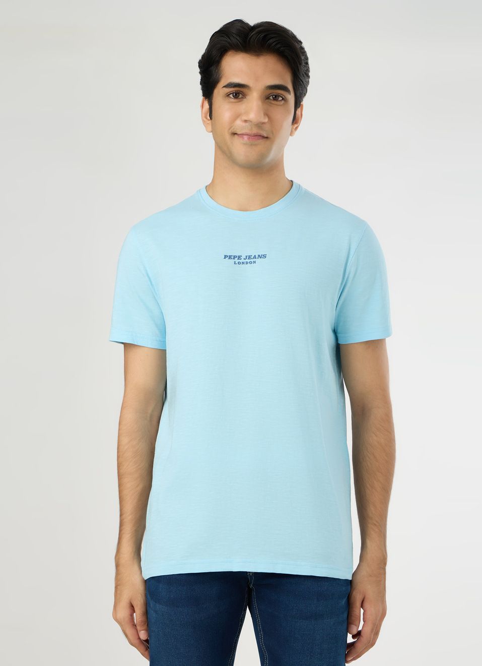 Men Sky Blue Slim Back Print T-shirt, , large image number 1