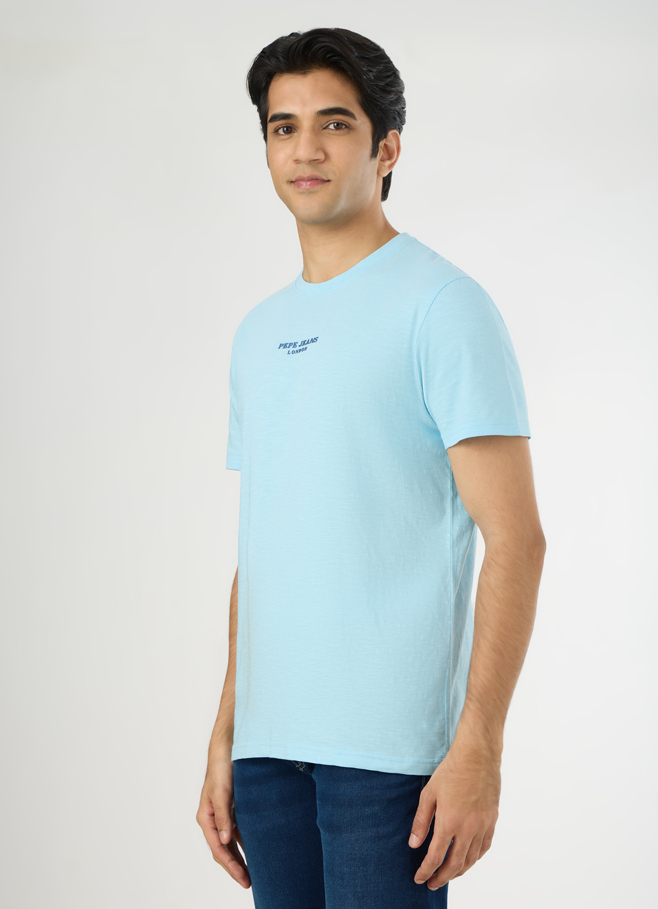 Men Sky Blue Slim Back Print T-shirt, , large image number 3
