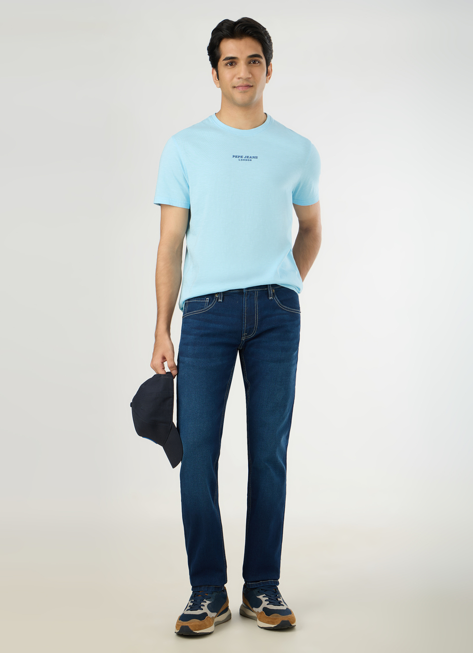 Men Sky Blue Slim Back Print T-shirt, , large image number 5
