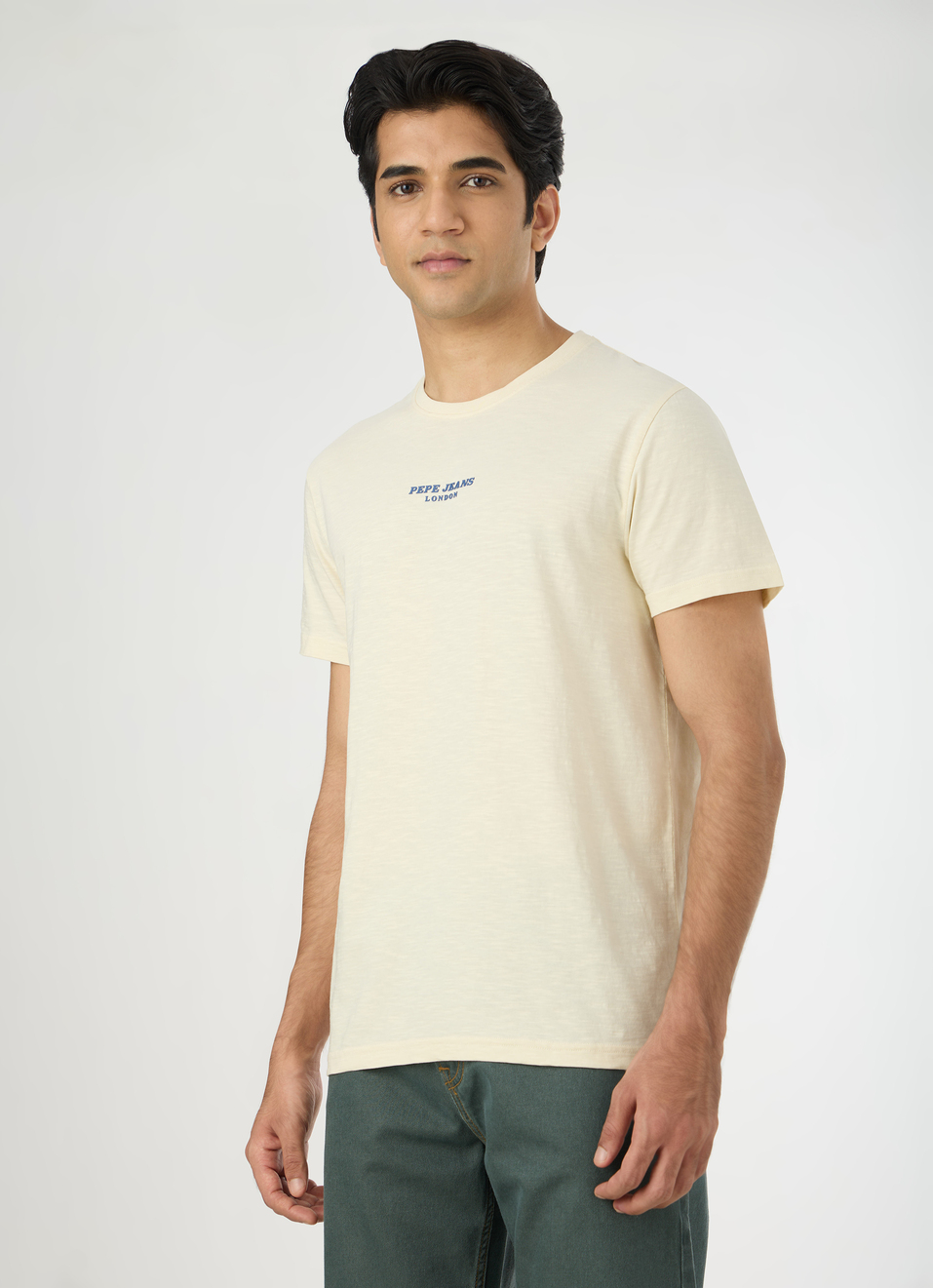 Men Ivory White Slim Back Print T-shirt, , large image number 3
