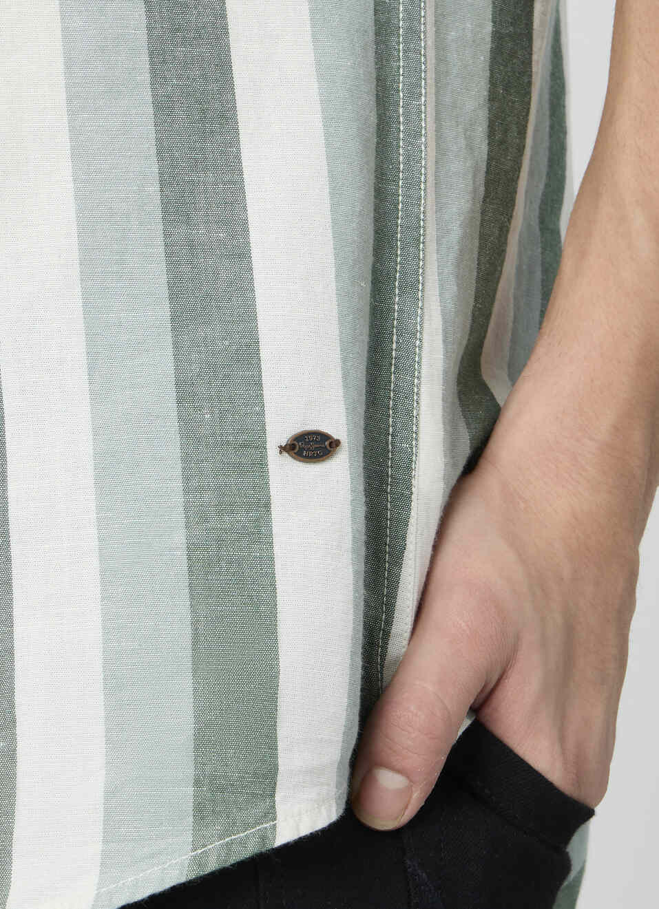 Men Dark Green Striped Shirt, , large image number 7