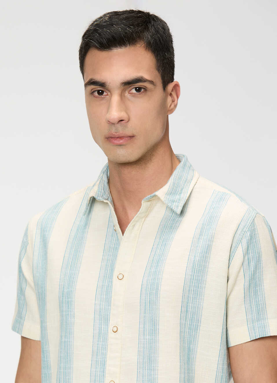 Men Off White Striped Shirt, , large image number 4