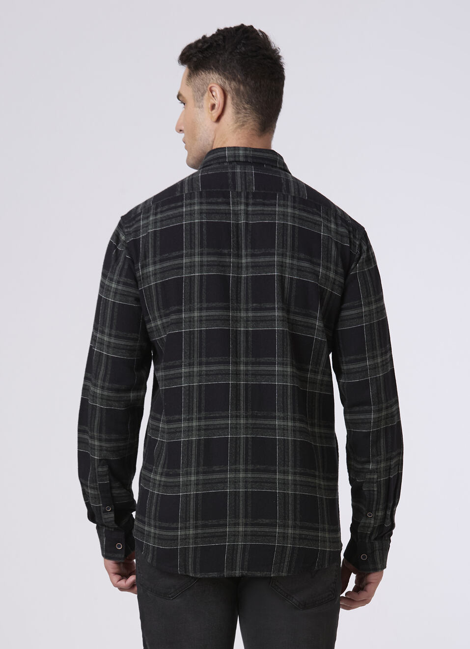 Men Black Checked Shirt, , large image number 2
