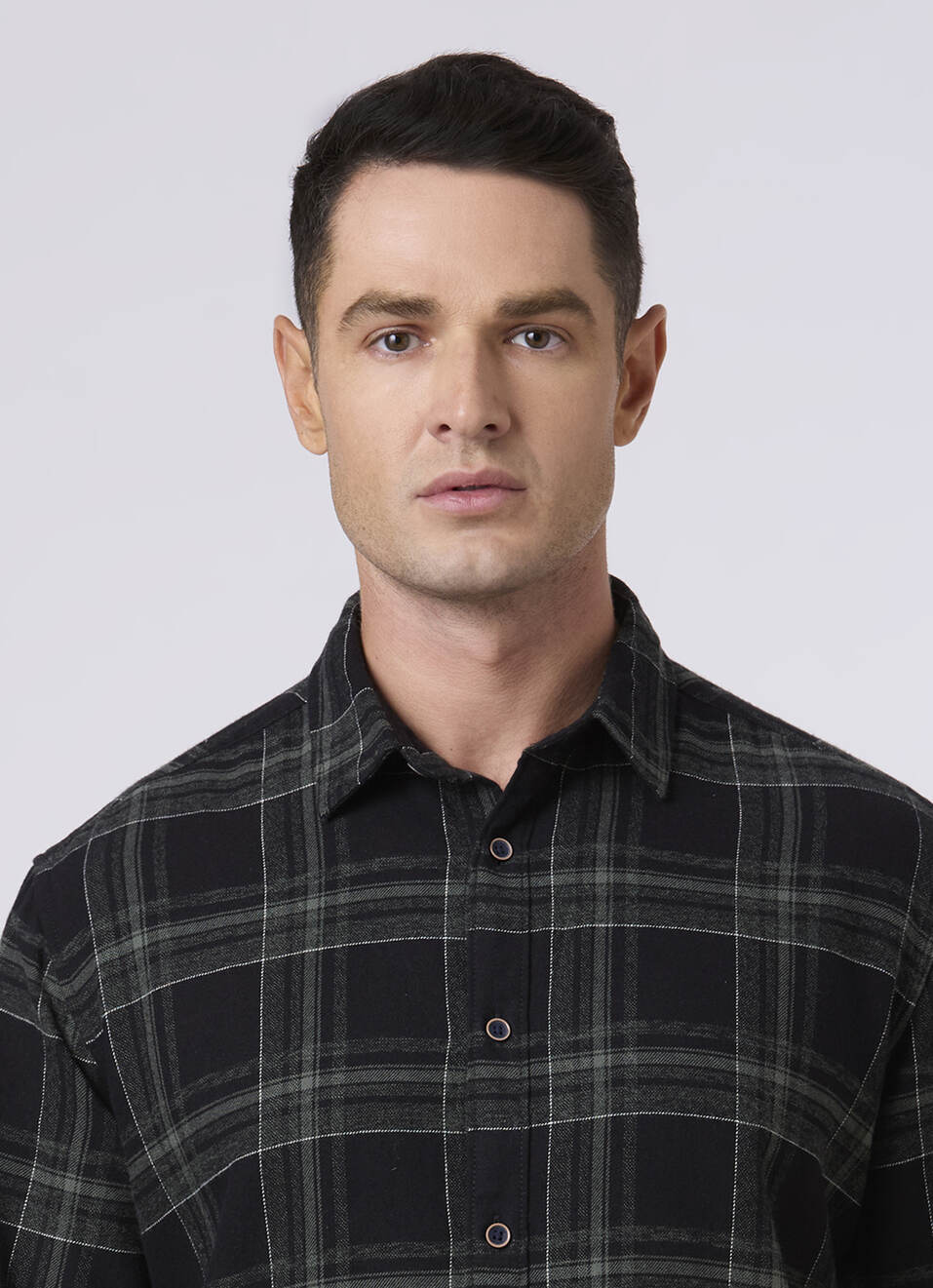 Men Black Checked Shirt, , large image number 4