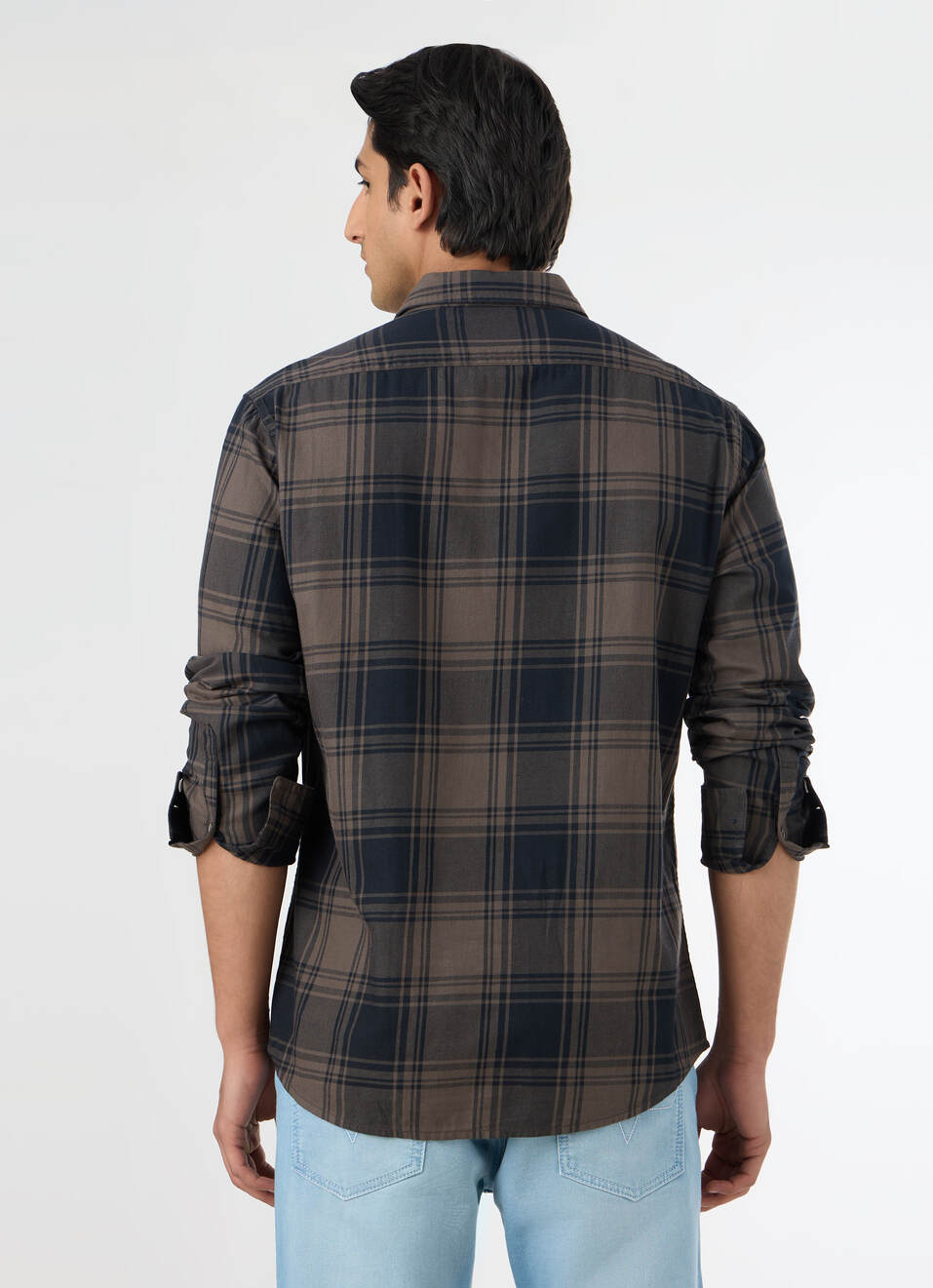 Men Grey Checked Shirt, , large image number 2