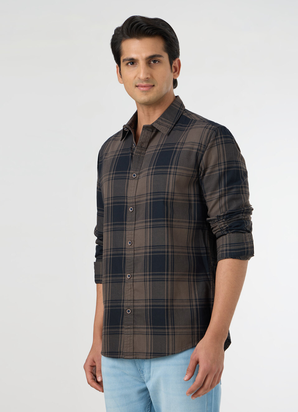Men Grey Checked Shirt, , large image number 3