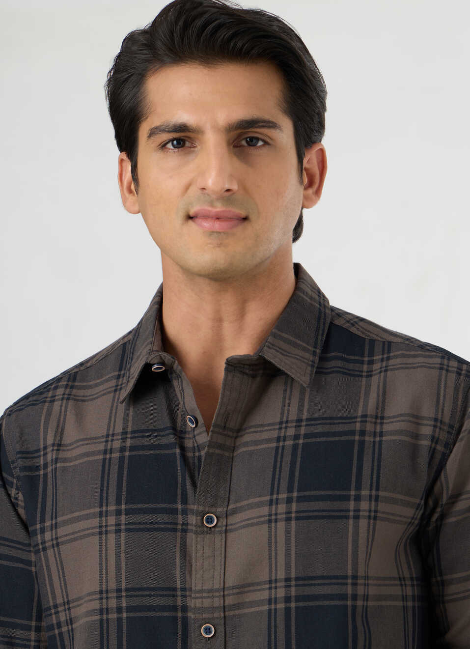 Men Grey Checked Shirt, , large image number 4