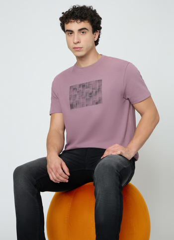 Men Purple Slim Fit Printed T-shirt