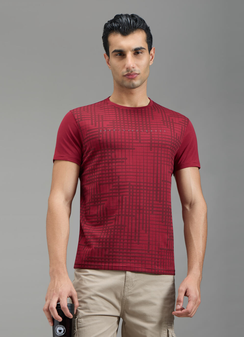 Men Red Graphic Print Slim Fit T-shirt, , large image number 1