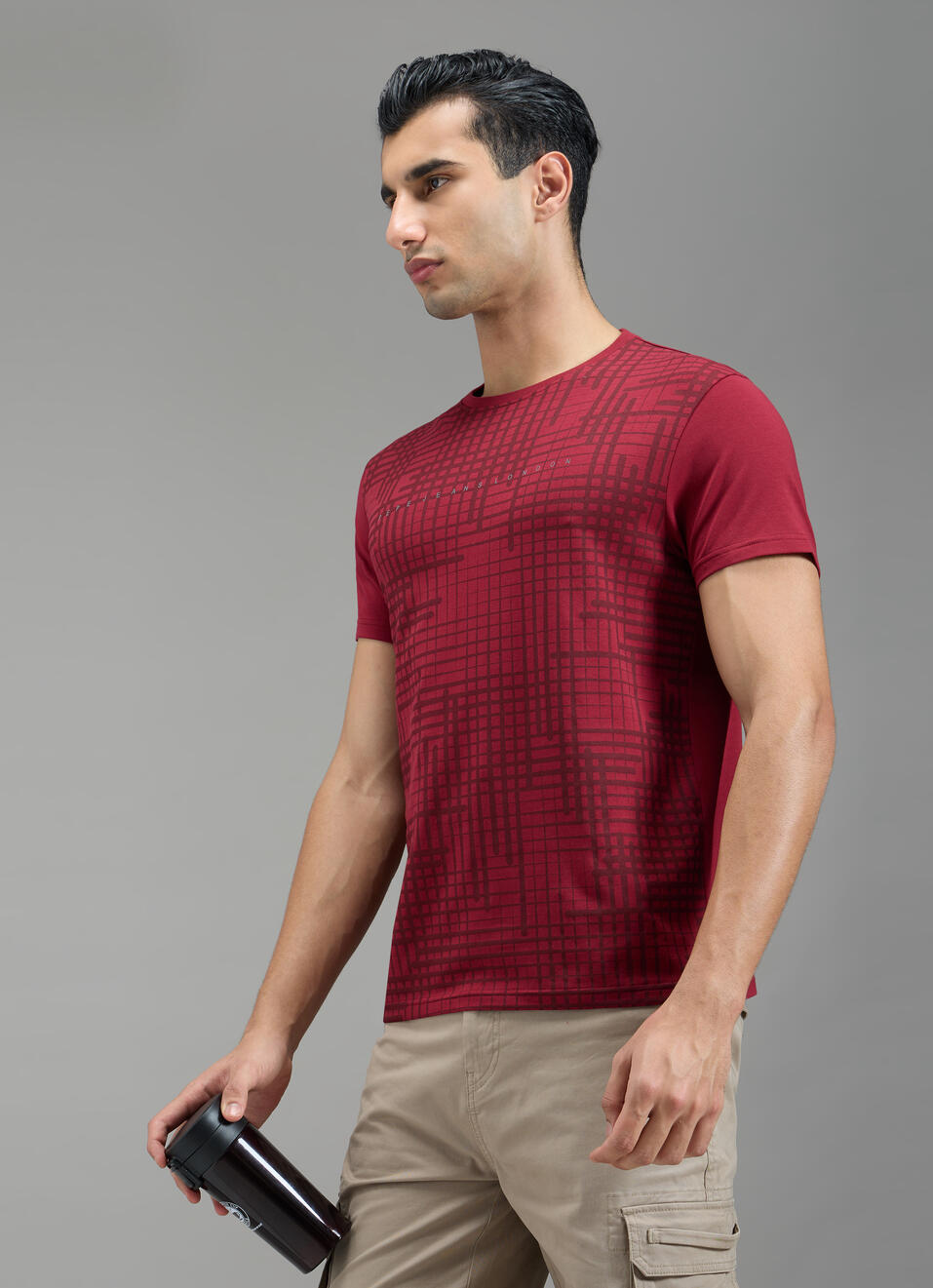 Men Red Graphic Print Slim Fit T-shirt, , large image number 3