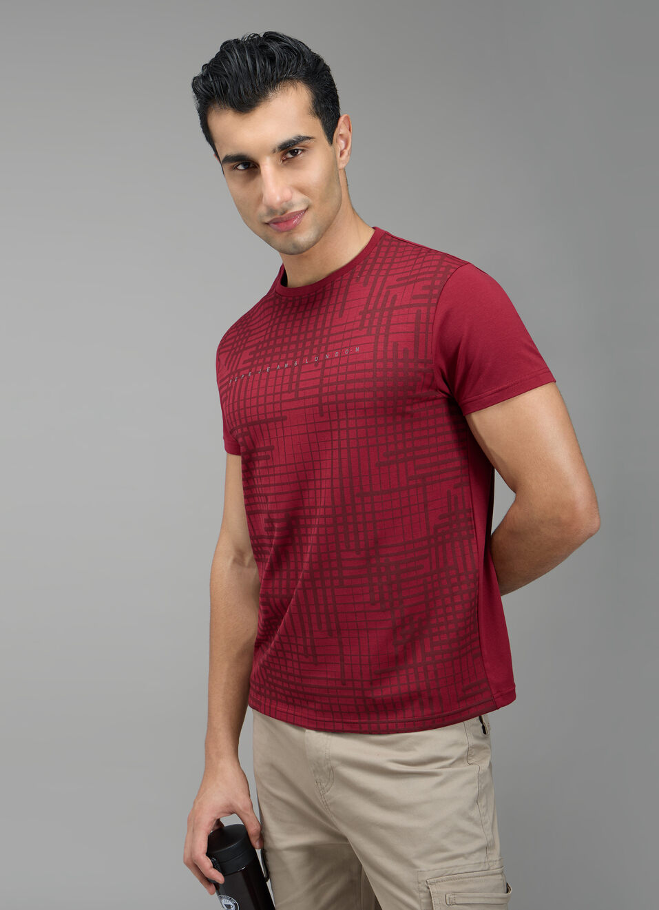 Men Red Graphic Print Slim Fit T-shirt, , large image number 0