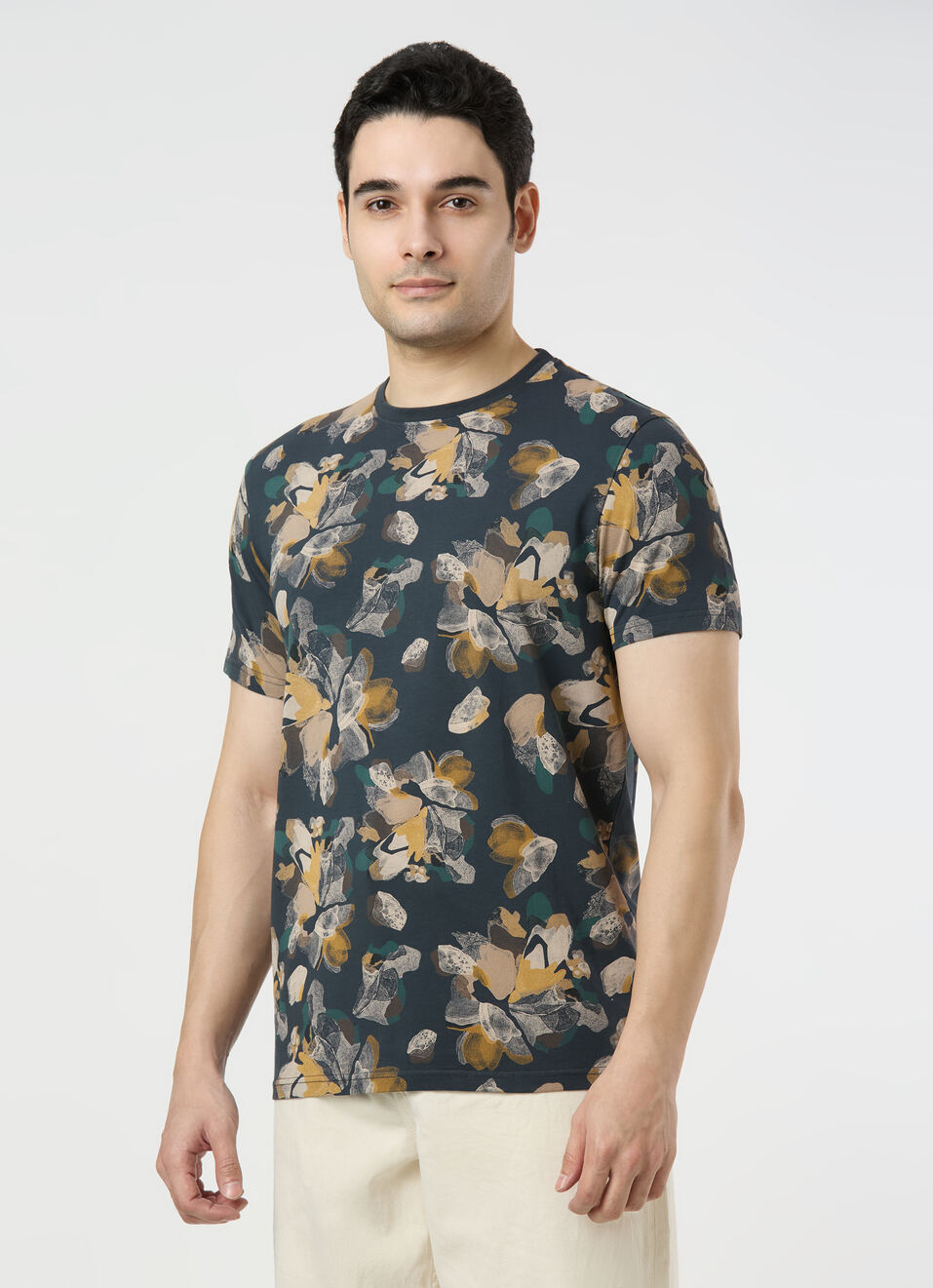 Men Black Printed Slim Fit T-shirt, , large image number 3