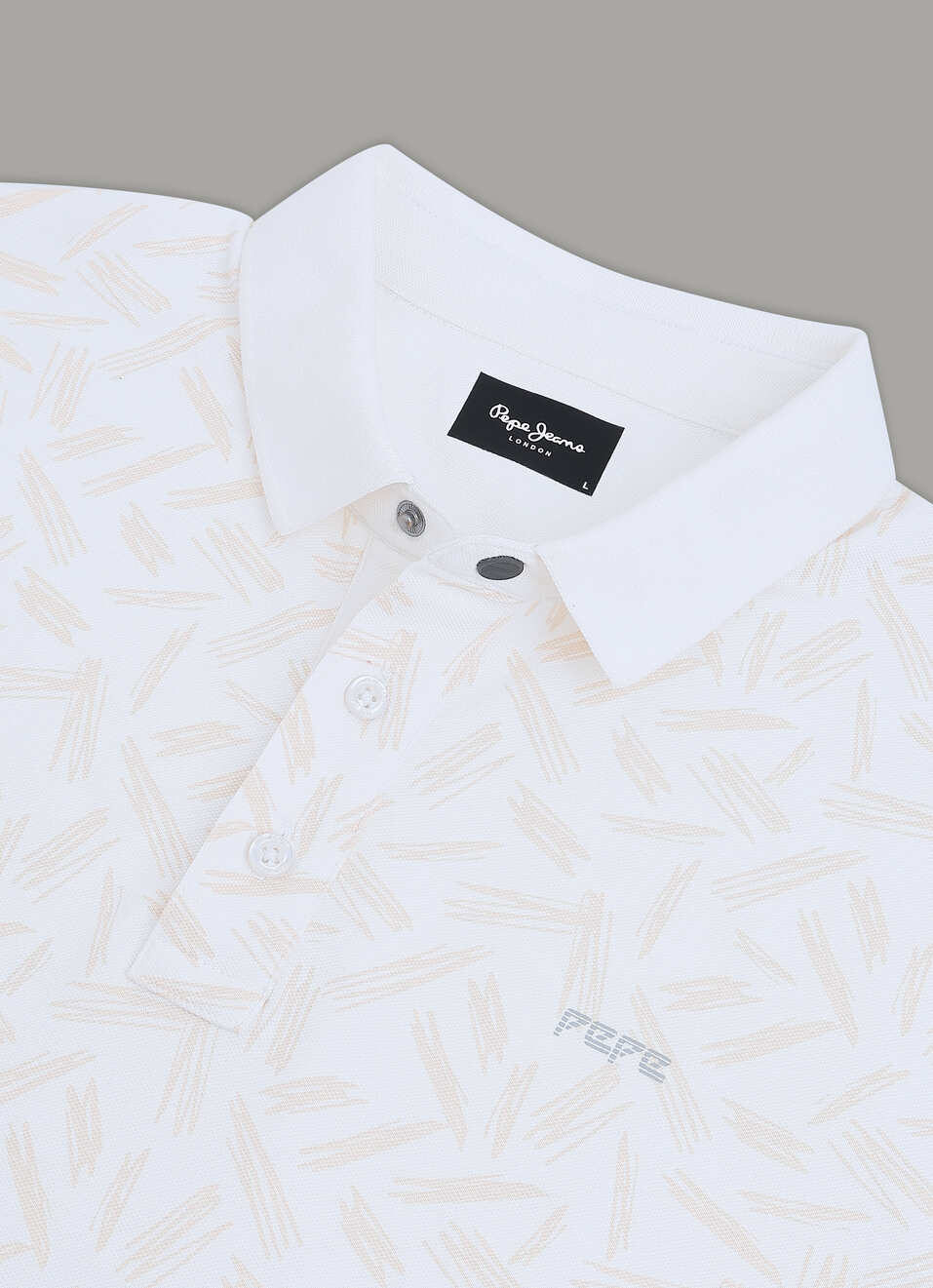 Men Off White Abstract Print Polo Collar T-shirt, , large image number 7