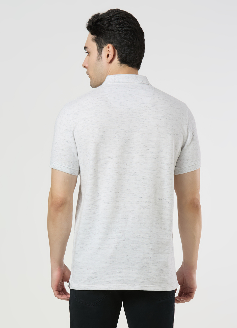 Men Ash Grey Zipper Polo Collar T-shirt, , large image number 2