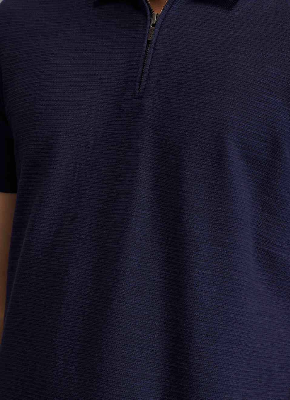 Men Navy Striped Regular Fit Polo Collar T-shirt, , large image number 4