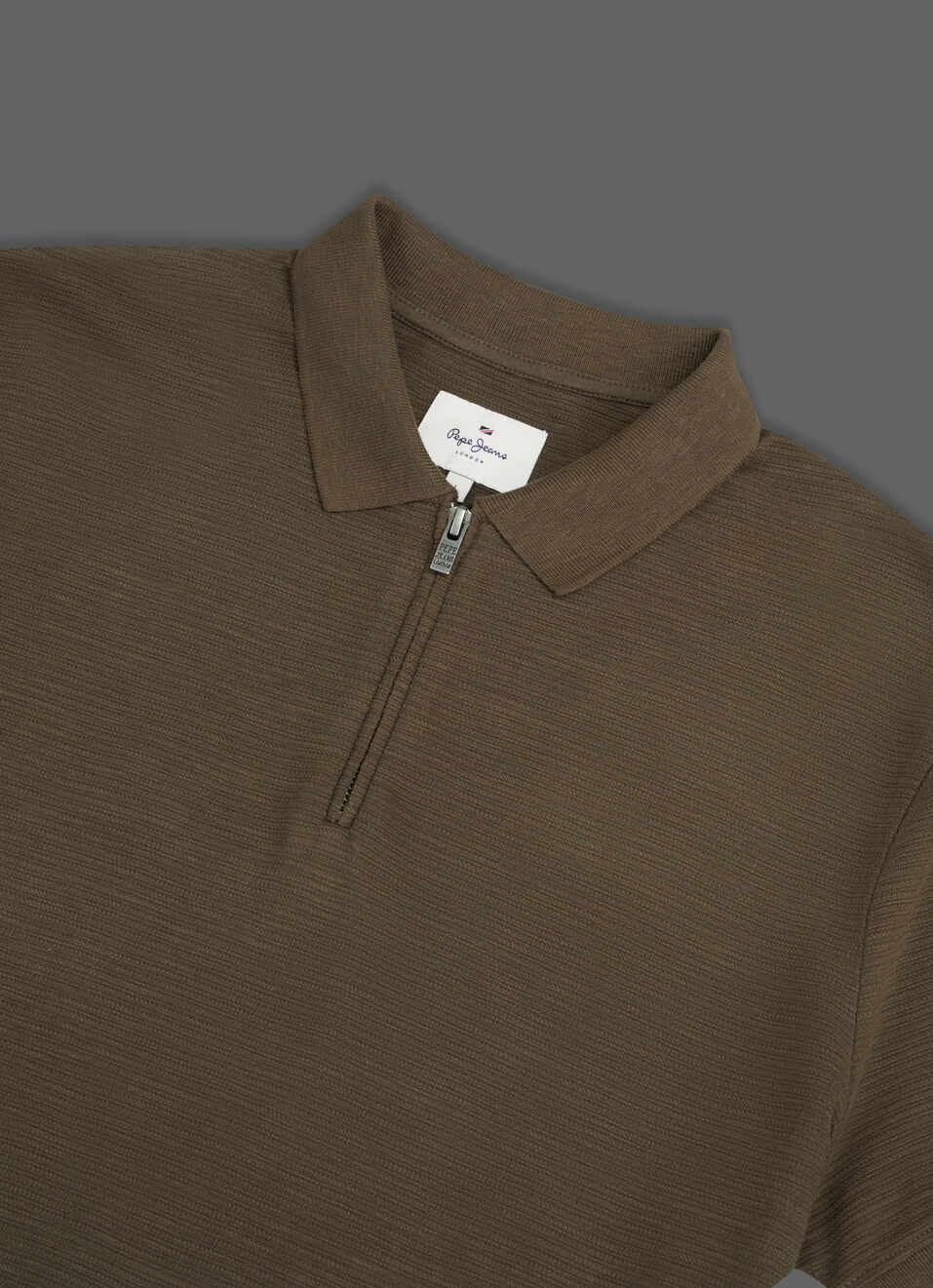 Men Olive Green Solid Half Zip Short Sleeve Polo, , large image number 3