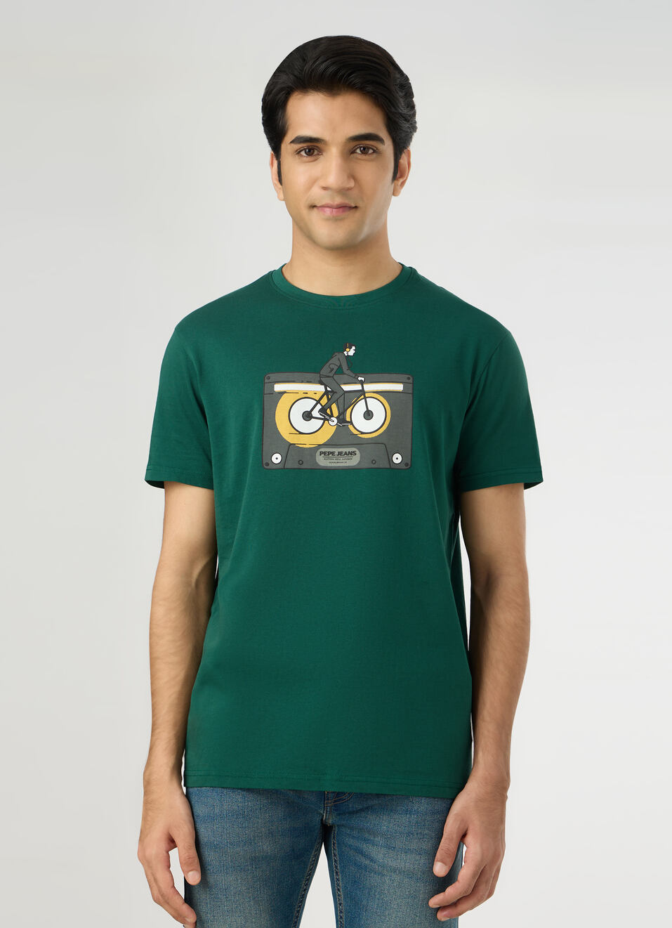 Men Green Slim Graphic T-shirt, , large image number 1