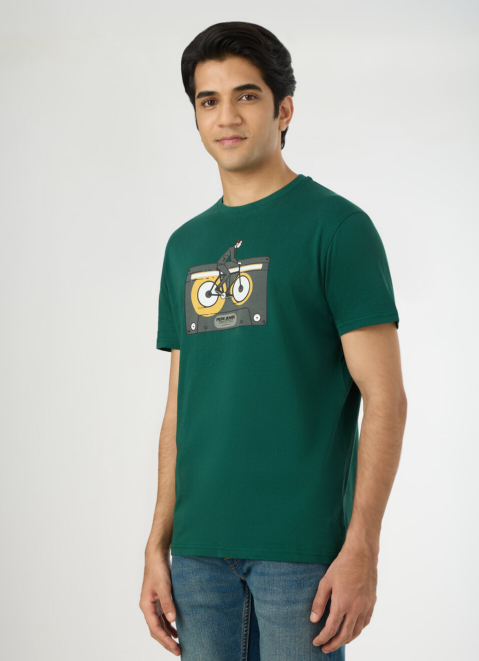 Men Green Slim Graphic T-shirt, , large image number 3