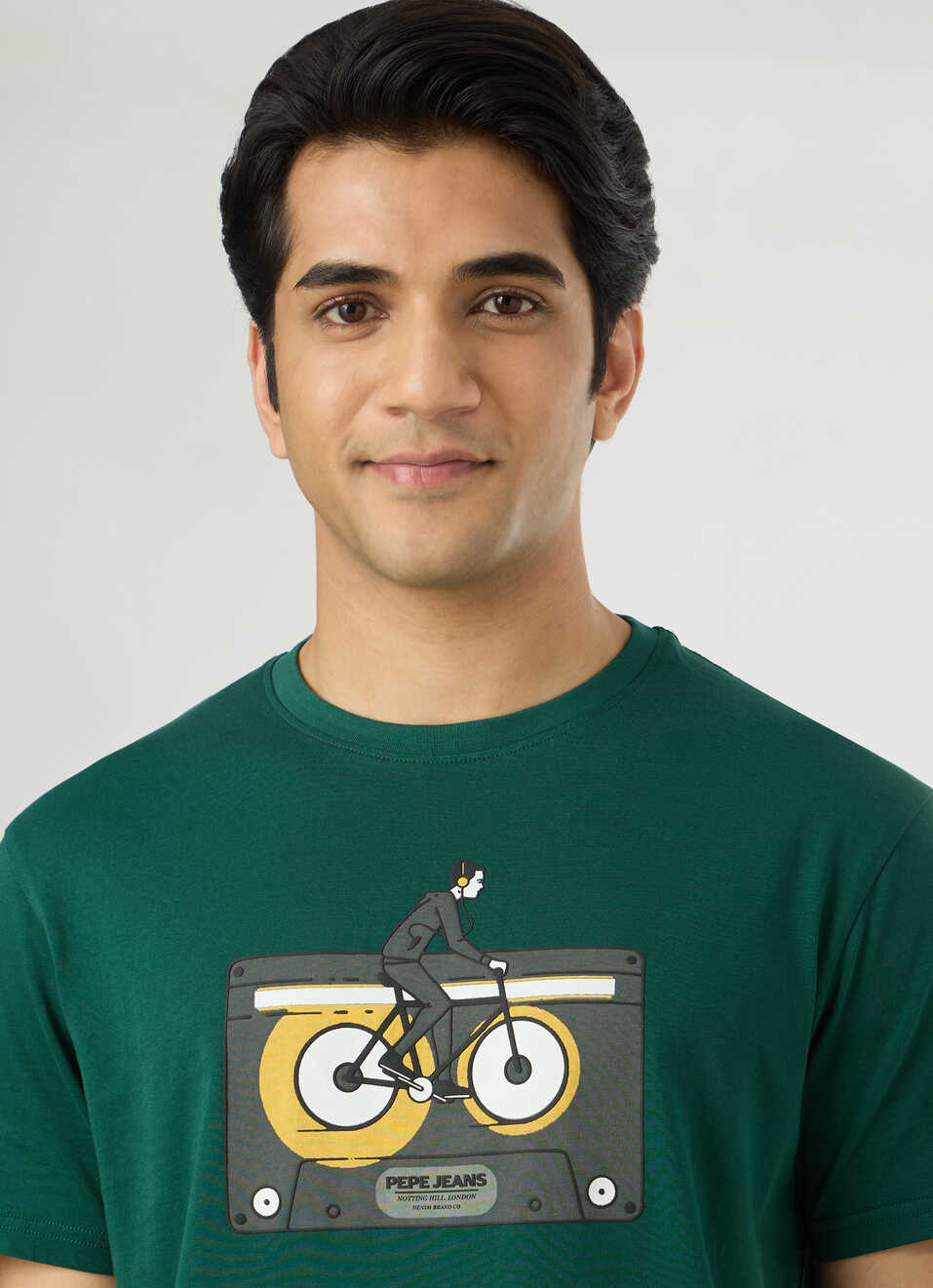 Men Green Slim Graphic T-shirt, , large image number 4