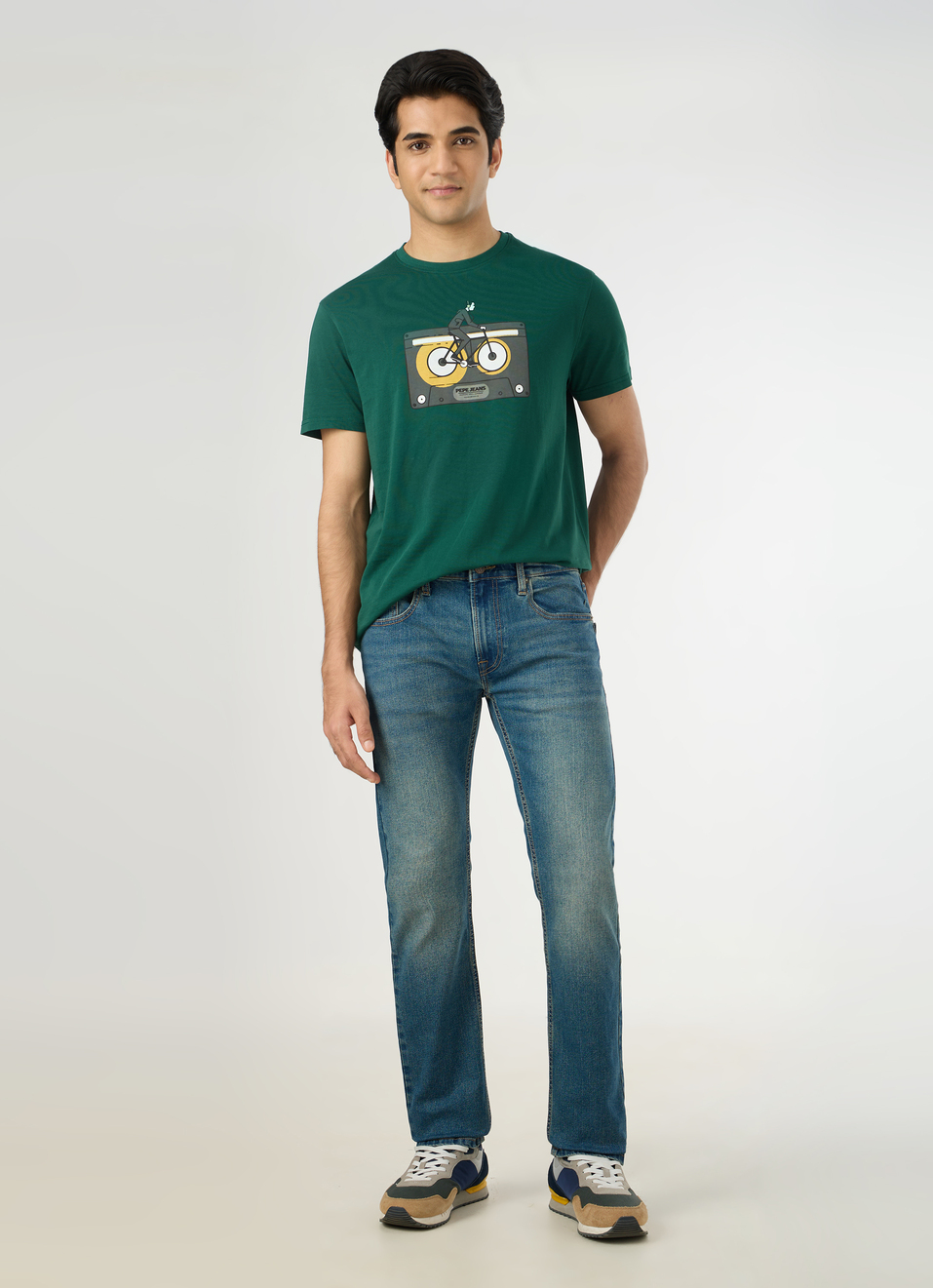 Men Green Slim Graphic T-shirt, , large image number 5