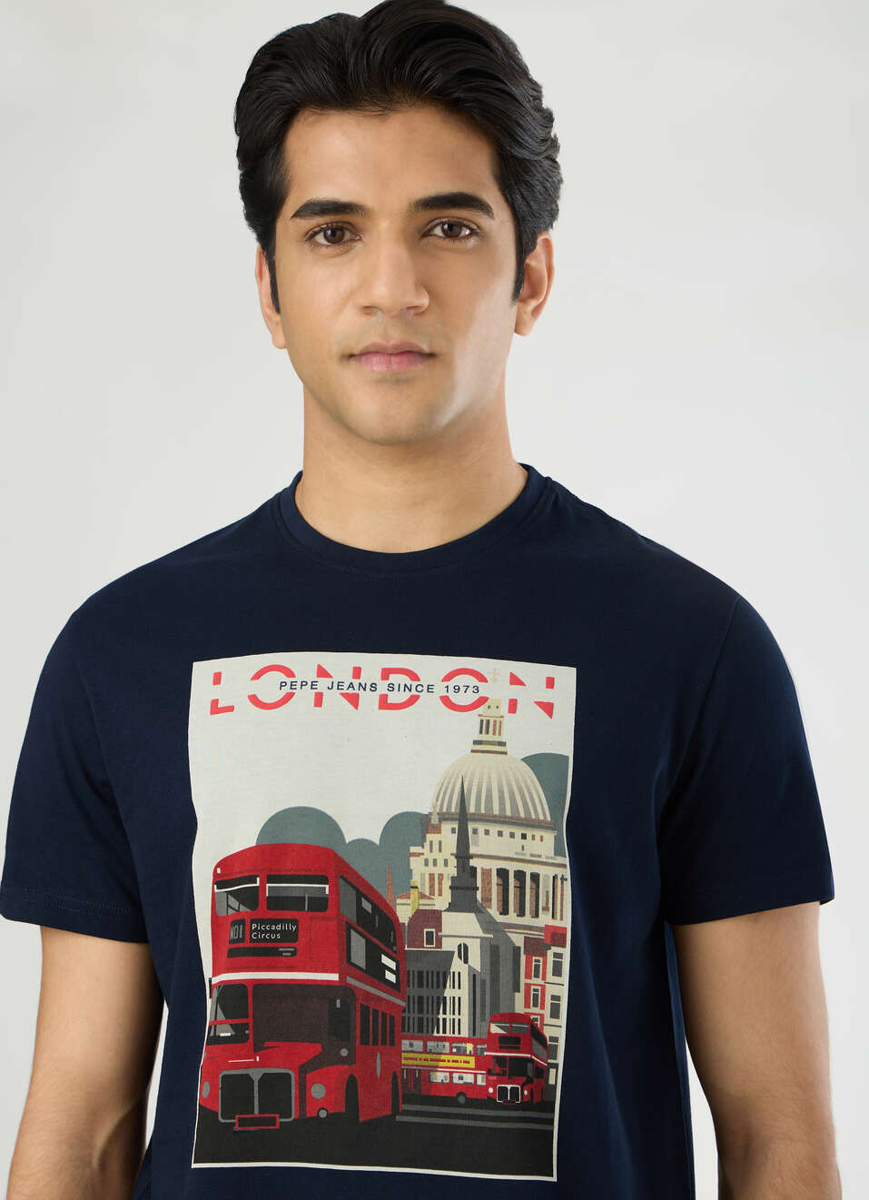 Men Navy Slim Graphic T-shirt, , large image number 4