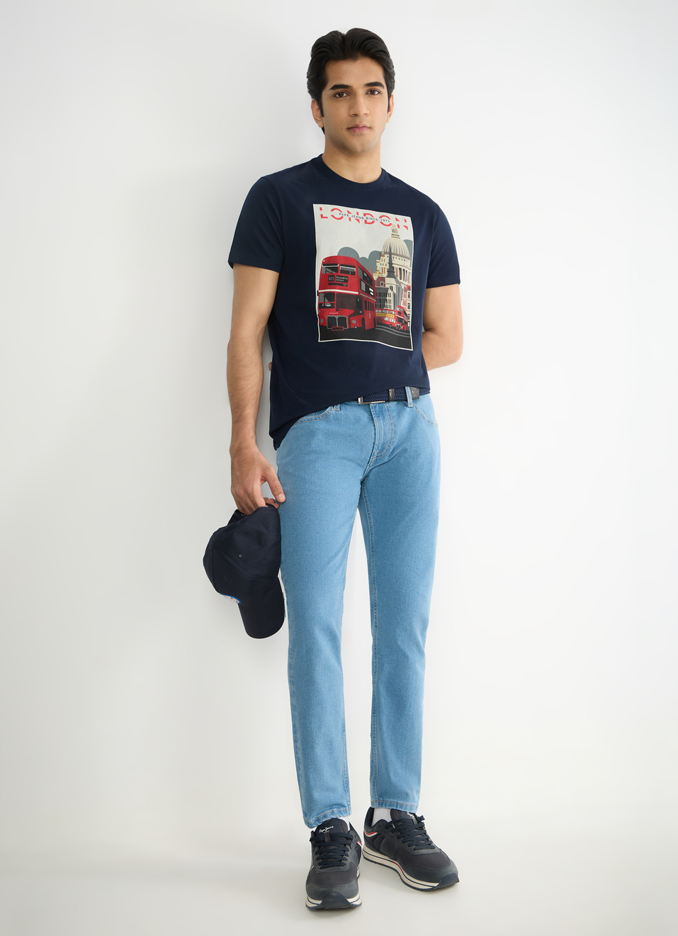 Men Navy Slim Graphic T-shirt, , large image number 5