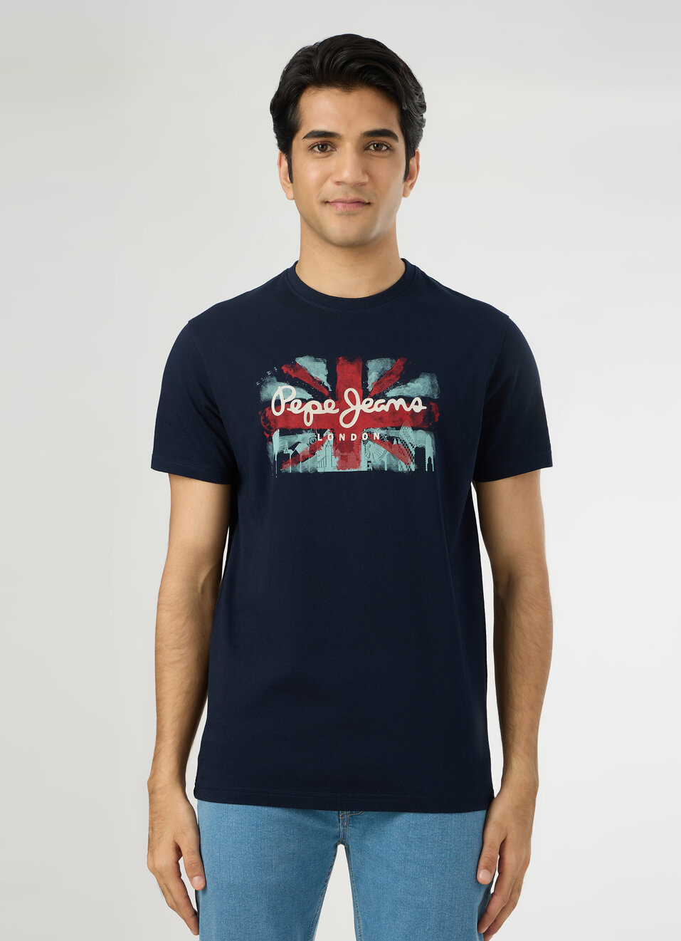 Men Navy Slim Graphic T-shirt, , large image number 1