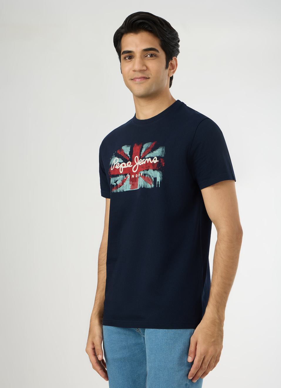 Men Navy Slim Graphic T-shirt, , large image number 3