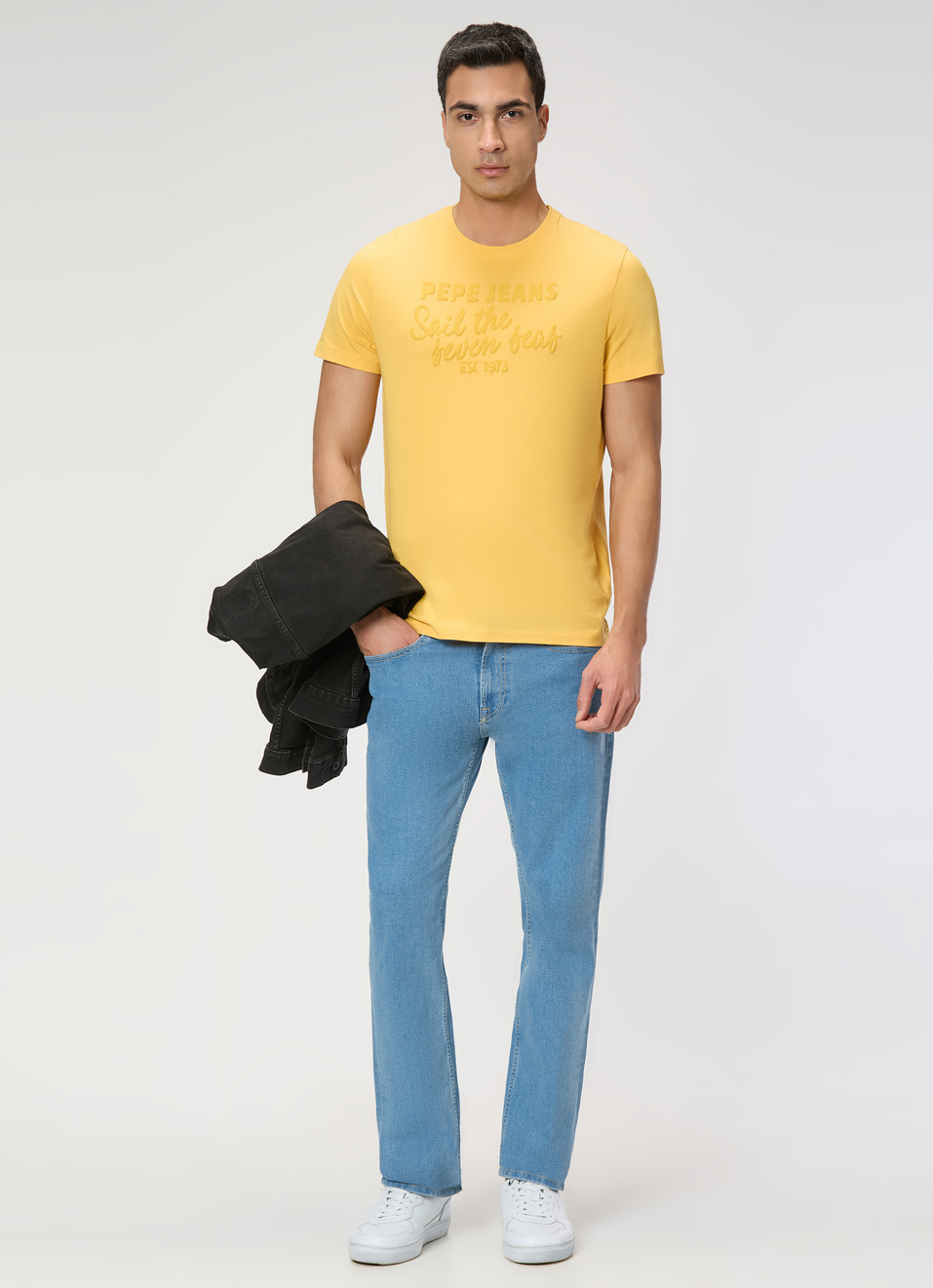 Men Yellow Slim Graphic T-shirt, , large image number 5