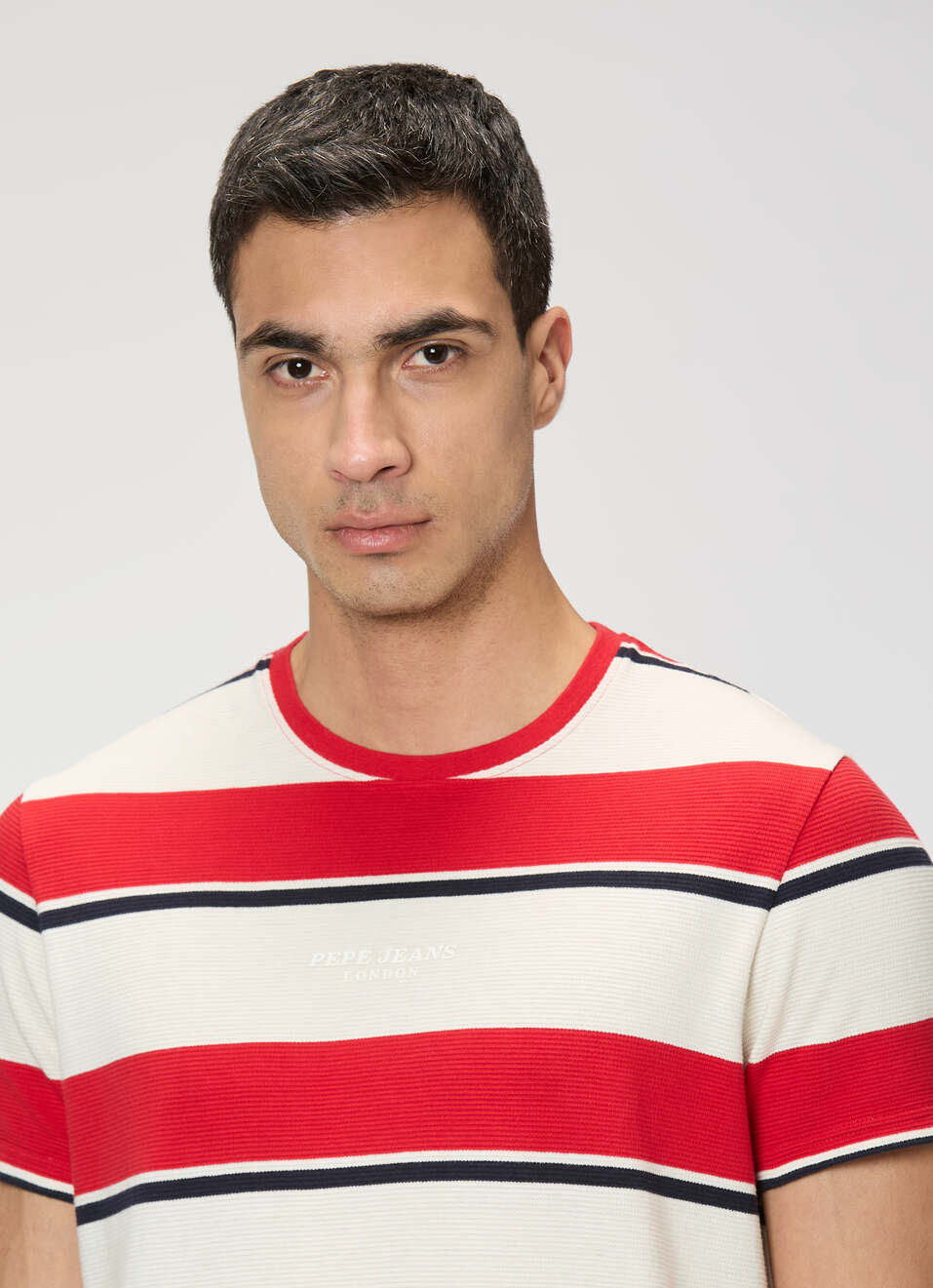 Men Summer Red Striped Slim Fit T-shirt, , large image number 4