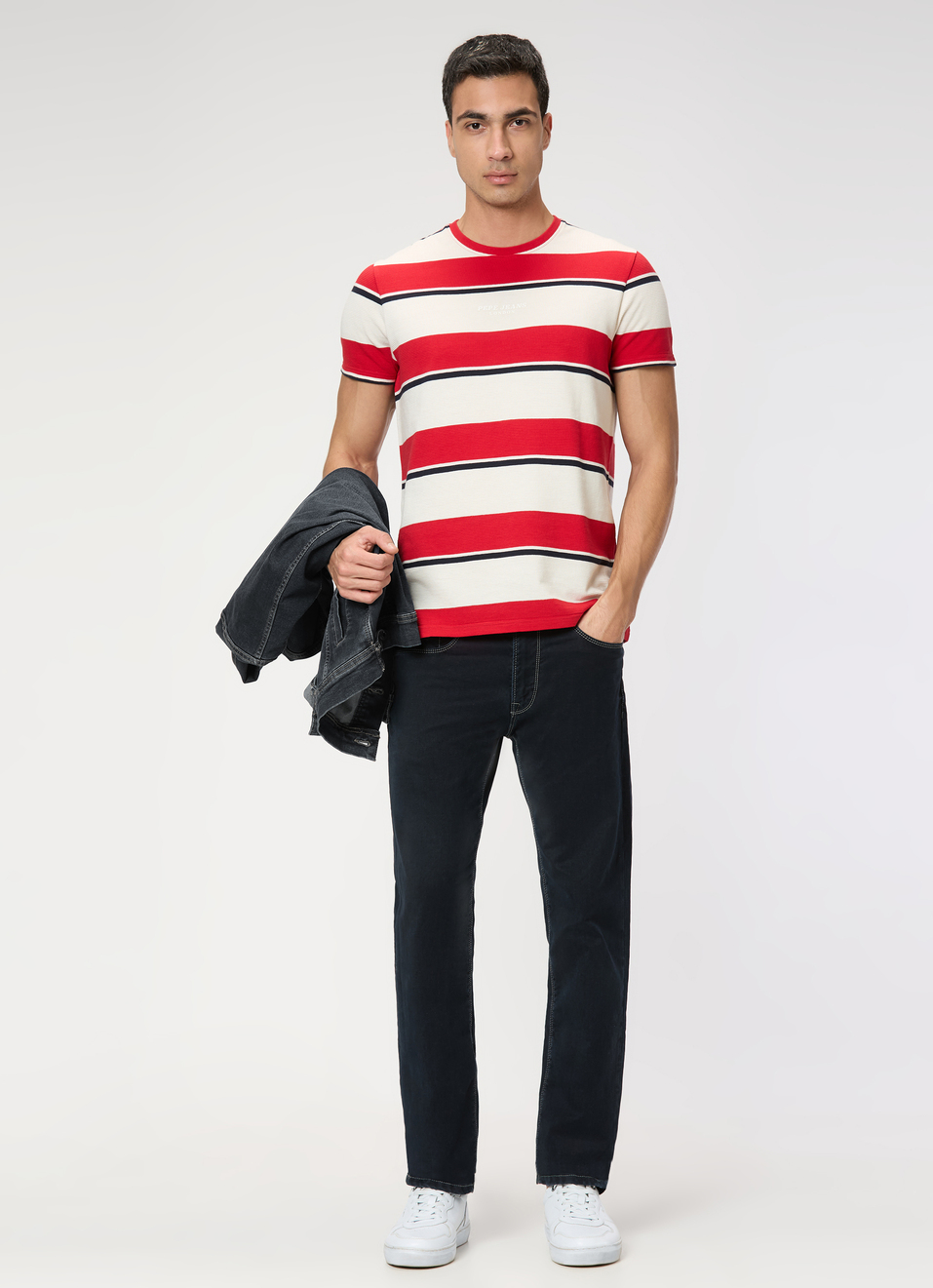 Men Summer Red Striped Slim Fit T-shirt, , large image number 5