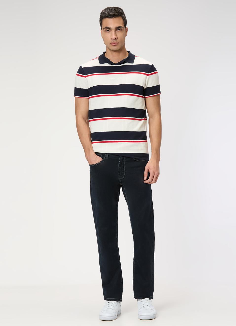 Men Navy Striped Slim Fit T-shirt, , large image number 5