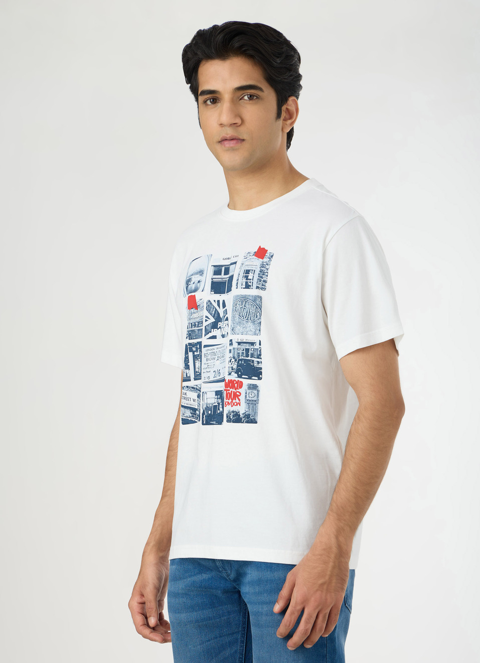 Men White Oversized Graphic T-shirt, , large image number 3