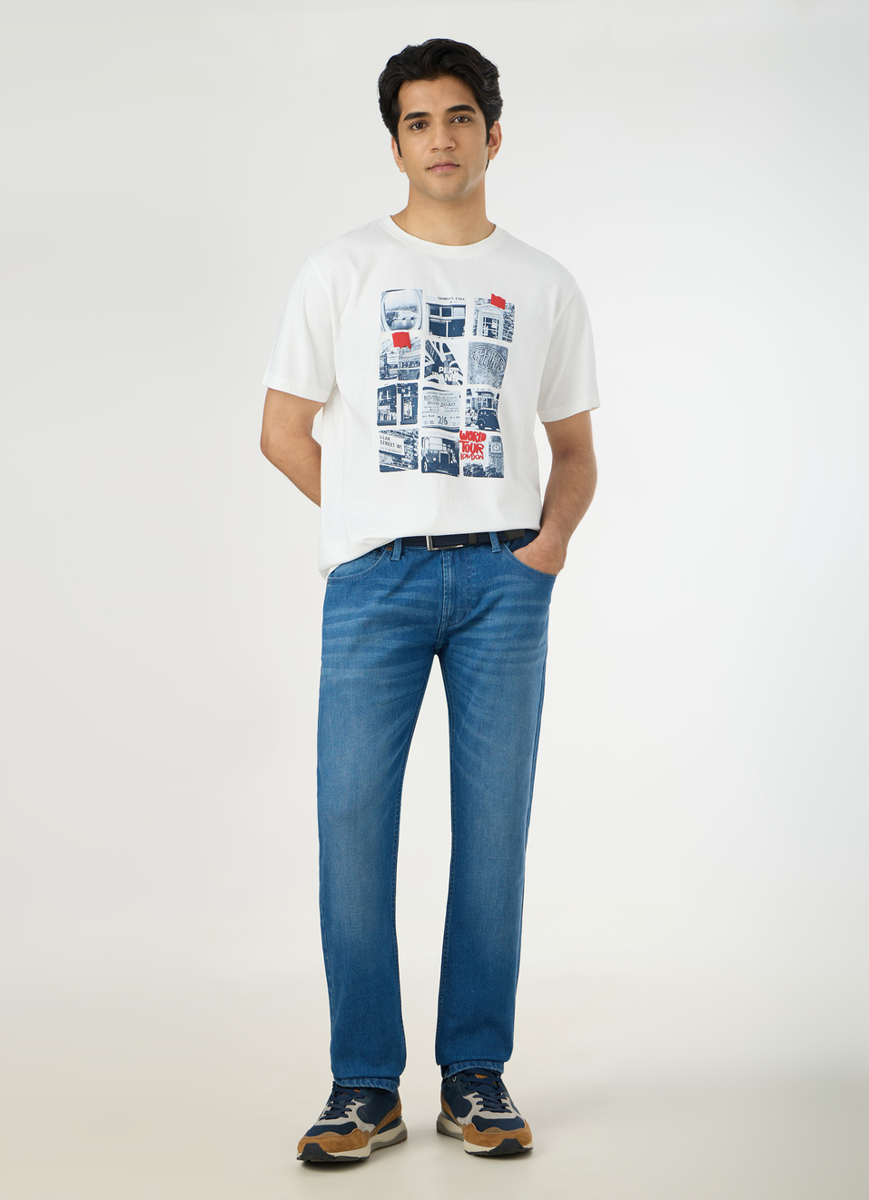 Men White Oversized Graphic T-shirt, , large image number 5