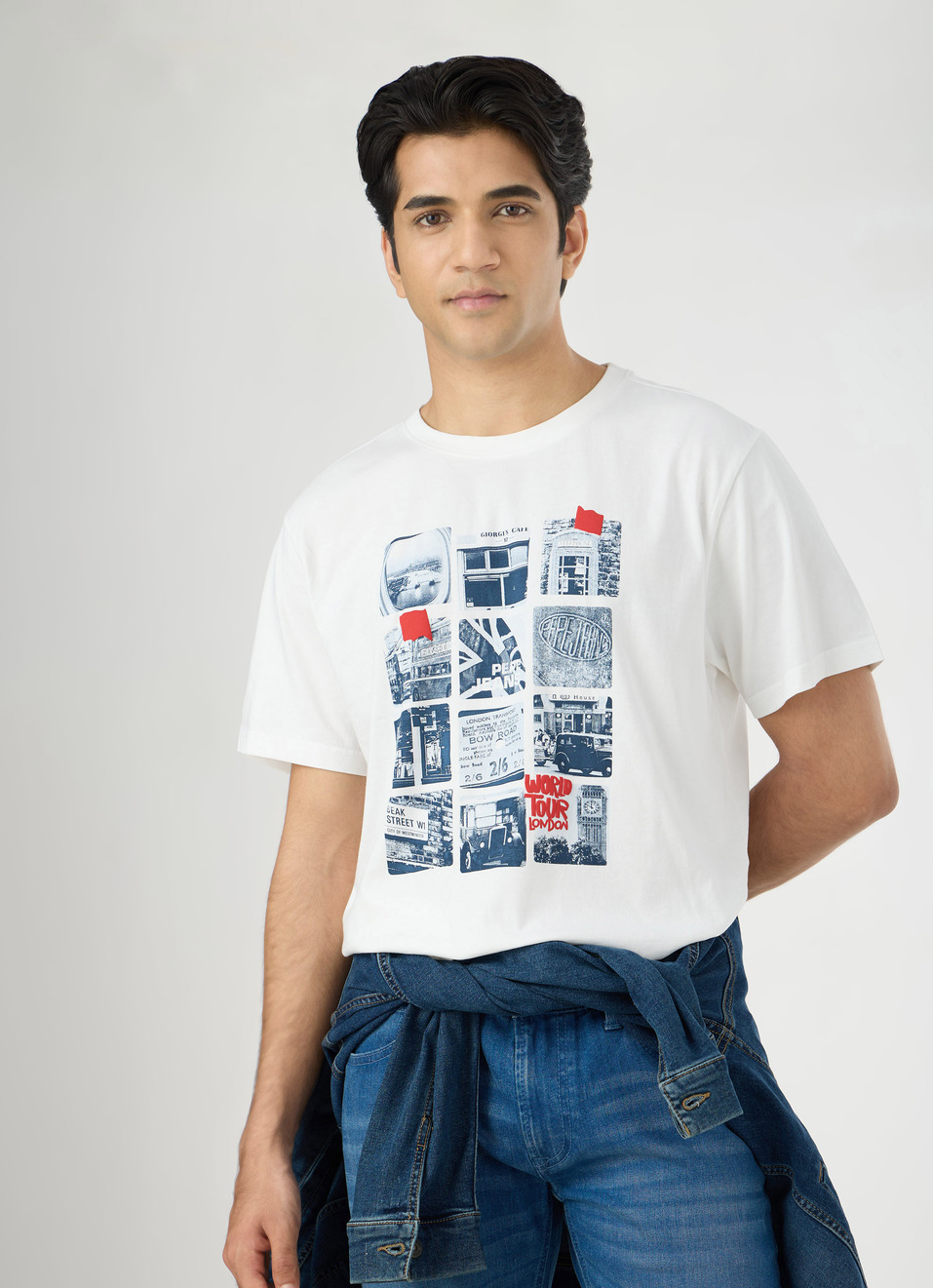 Men White Oversized Graphic T-shirt, , large image number 0