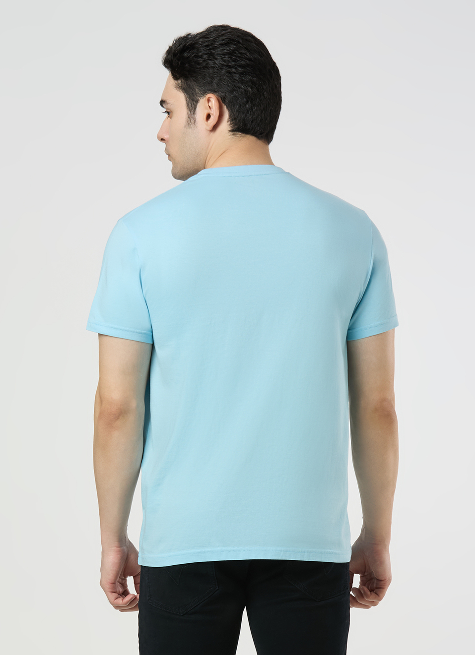 Men Sky Blue Slim Graphic T-shirt, , large image number 2